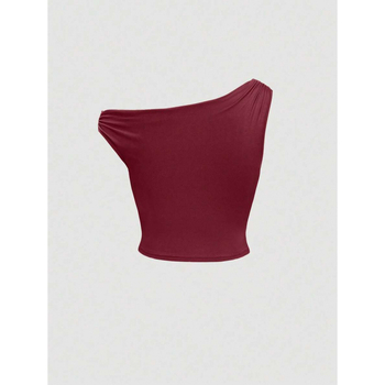 Μπλούζα με ασύμμετρο ντεκολτέ, εφαρμοστή γραμμή, λινό (51–70%) με ελαστικότητα τεσσάρων κατευθύνσεων, επενδεδυμένη με φλίς