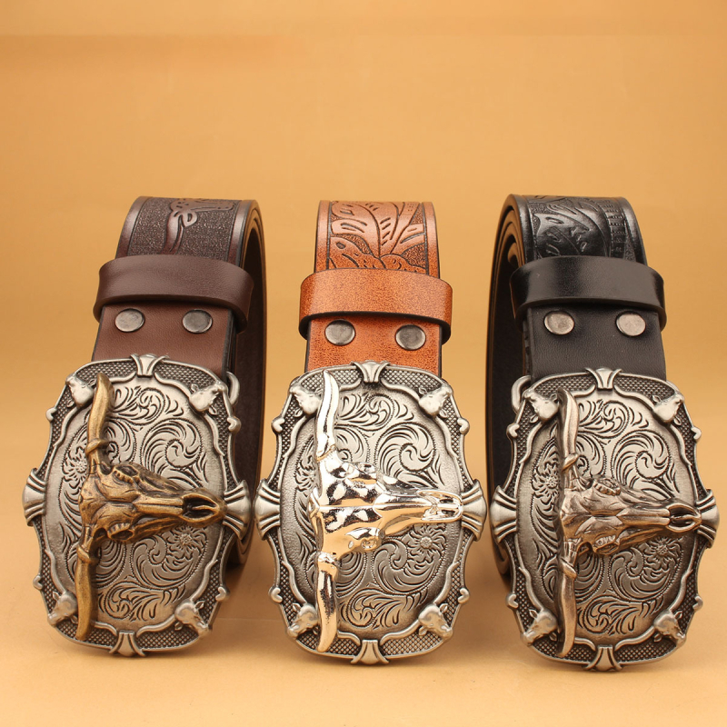 PU odos diržas – Kaubojiško vakarų retro stiliaus, unisex, sagties medžiaga: lydinys, sagties tipas: lygi sagtis, plotis: įprastas (2–4 cm)