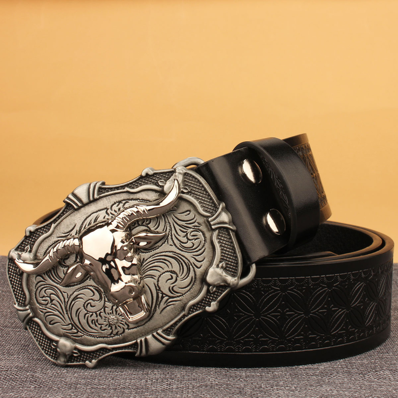 PU odos diržas – Kaubojiško vakarų retro stiliaus, unisex, sagties medžiaga: lydinys, sagties tipas: lygi sagtis, plotis: įprastas (2–4 cm)