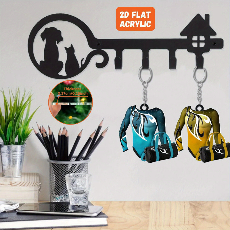 Κλειδοθήκη για παιδιά από δέρμα με ακρυλικό σώμα και κυλινδρική αγκράφα, βαμμένο φινίρισμα