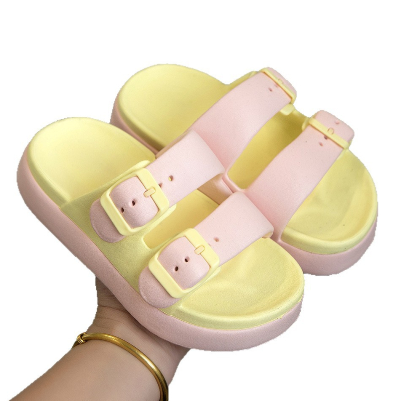 Vaikų sandalai su dviguba sagtimi ir stora pada, EVA viršus ir pada, tinkami vidaus ir lauko naudojimui, atsparūs slydimui