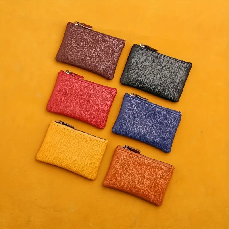 PU bőrből készült érme-tárca, egyszínű, városi minimalist stílus, semleges nem, belső bélés nélküli
