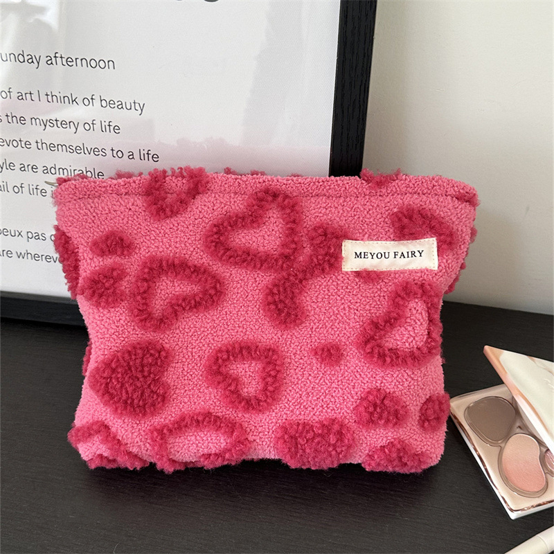 Plīša kosmētikas soma ar ģeometrisku rakstu — kompakta uzglabāšana kosmētikai (Materiāls: Poliesteris; Oderes: Poliesteris; Raksts: Geometrisks; Funkcija: Uzglabāšana)