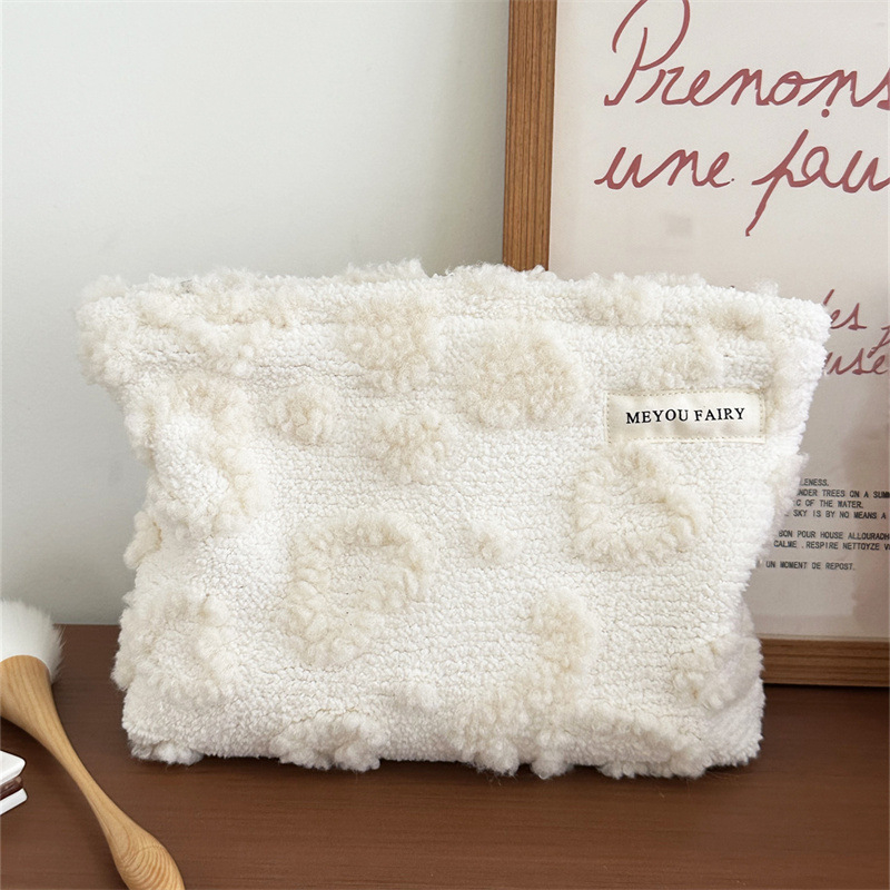 Plīša kosmētikas soma ar ģeometrisku rakstu — kompakta uzglabāšana kosmētikai (Materiāls: Poliesteris; Oderes: Poliesteris; Raksts: Geometrisks; Funkcija: Uzglabāšana)