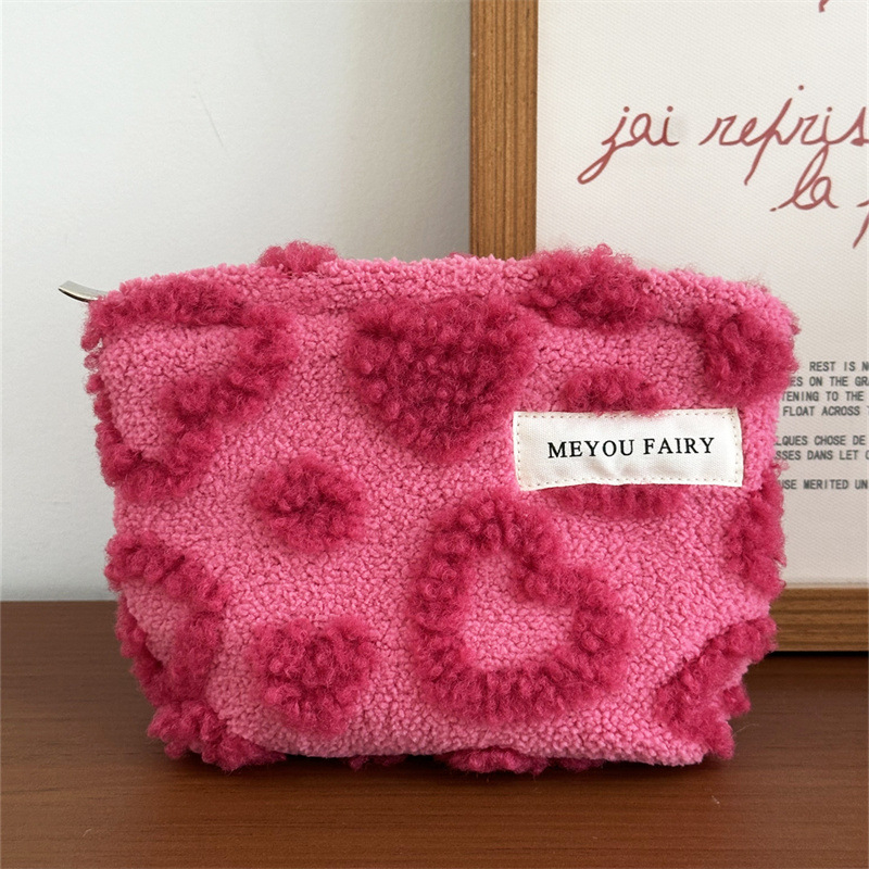 Plīša kosmētikas soma ar ģeometrisku rakstu — kompakta uzglabāšana kosmētikai (Materiāls: Poliesteris; Oderes: Poliesteris; Raksts: Geometrisks; Funkcija: Uzglabāšana)