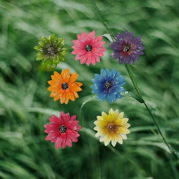Кована железна композиция с цветя, пасторален стил, ръчно рисувана, за външна дворна украса