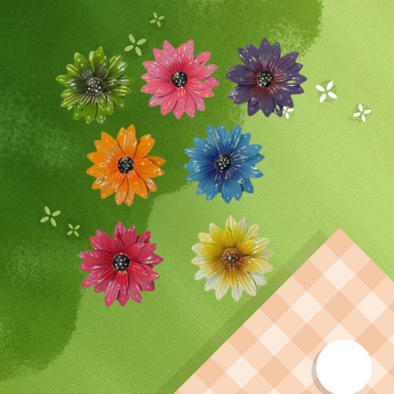 Dzelzs ziedu dekors, pastoral stils, rokām krāsots, paredzēts ārējai pagalma dekorācijai