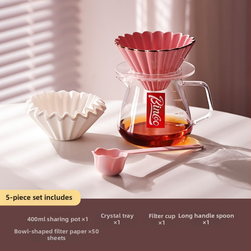 Mājas kafas komplekts — rokas ielejamā kanna, gaišs luksusa retro stilā; Zīmols bincoo, Preces kods GYKF0515, Personalizēts logotips: Jā.