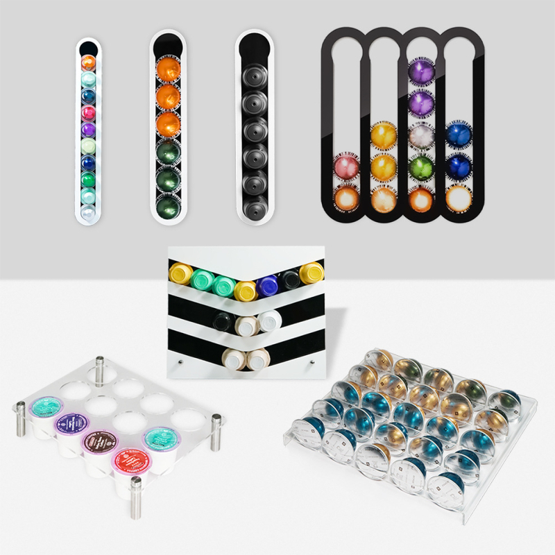 Ακρυλική θήκη για κάψουλες καφέ — μοντέρνος μινιμαλιστικός σχεδιασμός, οργάνωση για ντουλάπι/συρτάρι κουζίνας