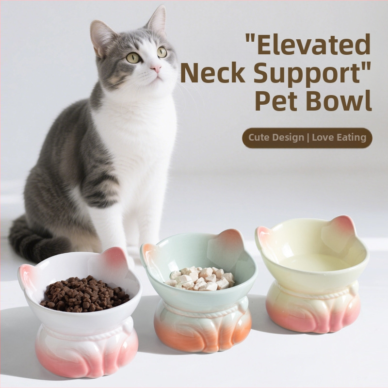 Gradientný keramický miska pre mačky na kŕmenie a pitie