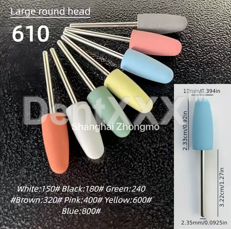 Capete de șlefuire din silicon, set de 10 bucăți, pentru șlefuire dentară, manichiură cosmetică și șlefuire pietre prețioase (pre-tratament)