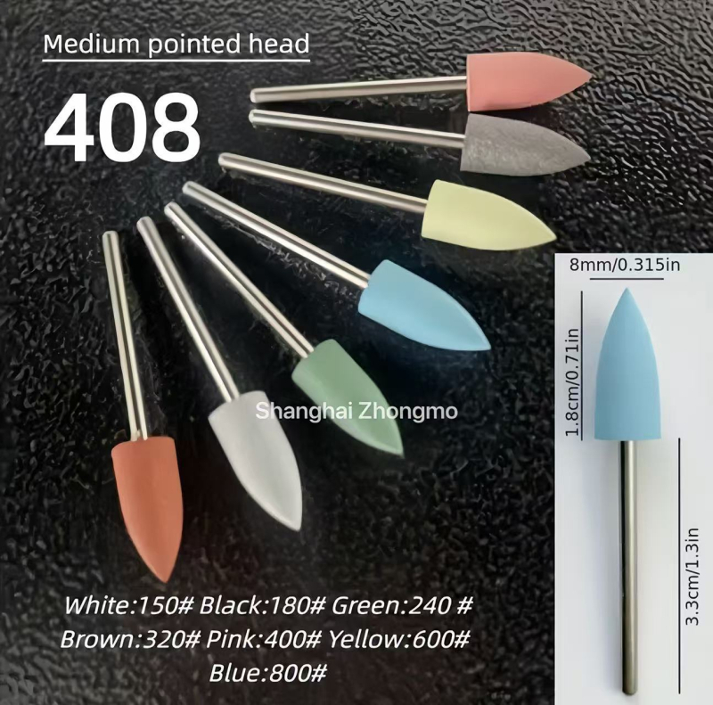 Capete de șlefuire din silicon, set de 10 bucăți, pentru șlefuire dentară, manichiură cosmetică și șlefuire pietre prețioase (pre-tratament)