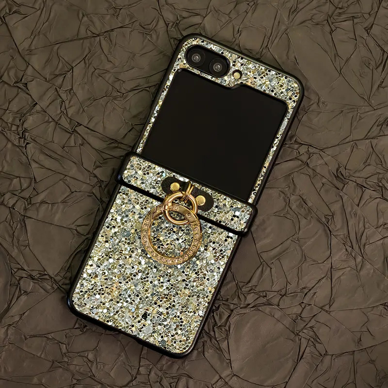 Θήκη προστασίας Samsung Galaxy Z Flip 7 – PC σκληρός φάκελος, σχέδιο δύο σε ένα, δαχτυλίδι με αλυσίδα διαμαντιού, ανθεκτικό στις πτώσεις και αντιολισθητικό