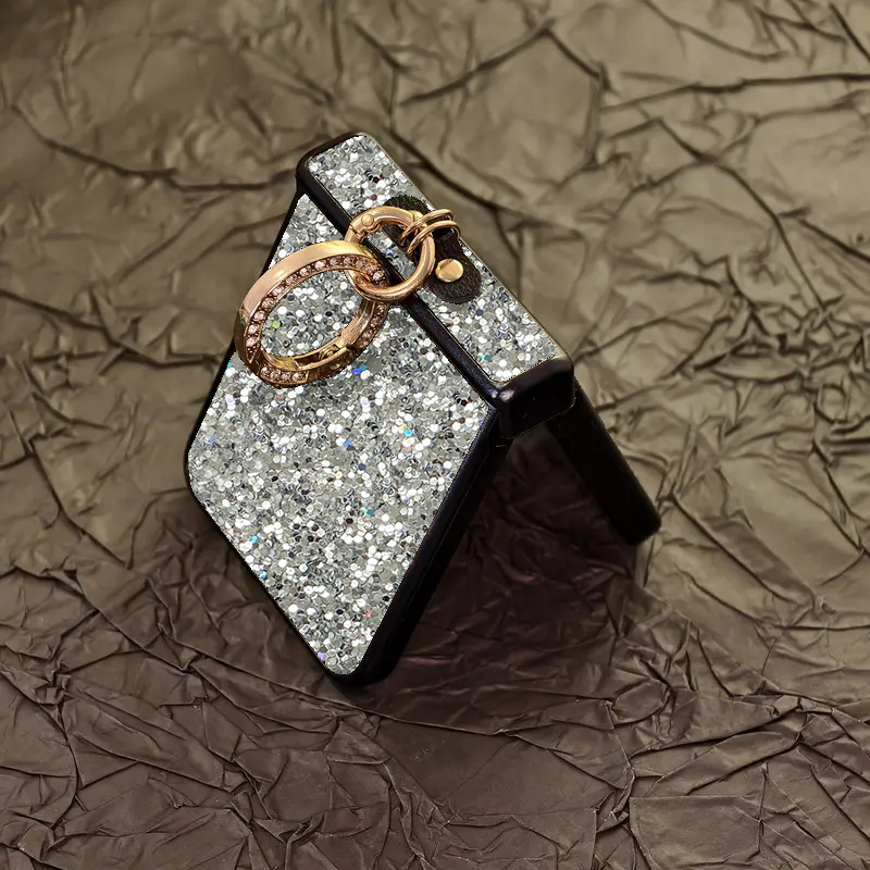 Θήκη προστασίας Samsung Galaxy Z Flip 7 – PC σκληρός φάκελος, σχέδιο δύο σε ένα, δαχτυλίδι με αλυσίδα διαμαντιού, ανθεκτικό στις πτώσεις και αντιολισθητικό