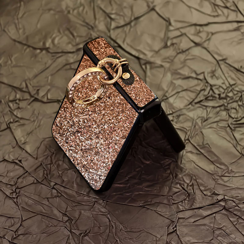 Θήκη προστασίας Samsung Galaxy Z Flip 7 – PC σκληρός φάκελος, σχέδιο δύο σε ένα, δαχτυλίδι με αλυσίδα διαμαντιού, ανθεκτικό στις πτώσεις και αντιολισθητικό