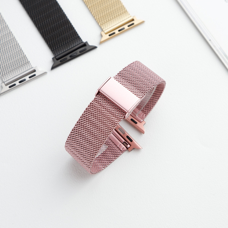 Baohong rozsdamentes acél Milanói hálószíj Apple Watchhoz — kompatibil Samsung, Apple, Huawei; súly 80 g