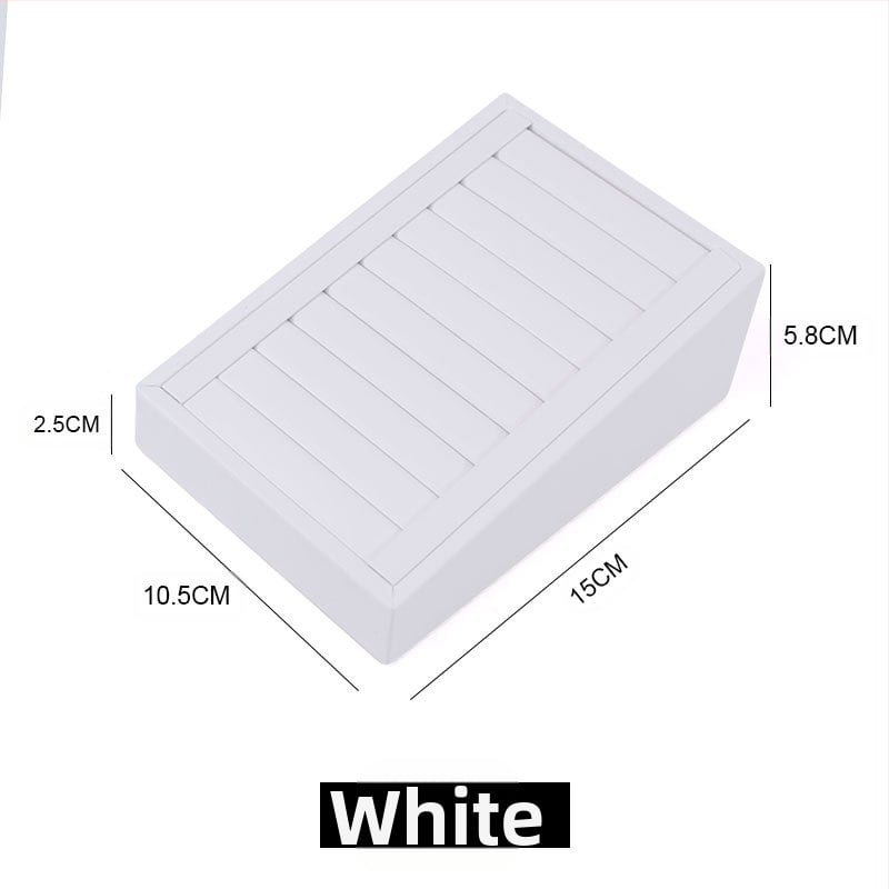 Gyűrűk és fülbevalók kiállító tálca textúrált bőrrel – Elegáns ékszerkiállító állvány, művészi stílus, 2025 tavasz