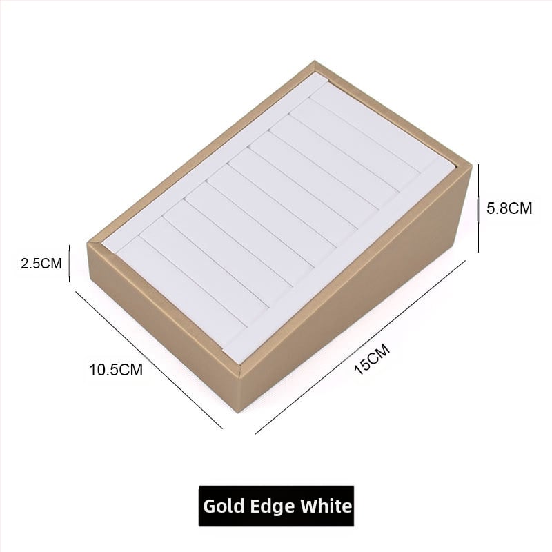 Gyűrűk és fülbevalók kiállító tálca textúrált bőrrel – Elegáns ékszerkiállító állvány, művészi stílus, 2025 tavasz