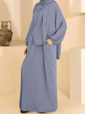 Ilga Dubai stila abaja ar kabatām, 95% poliesters, garas piedurknes, pavasaris 2024