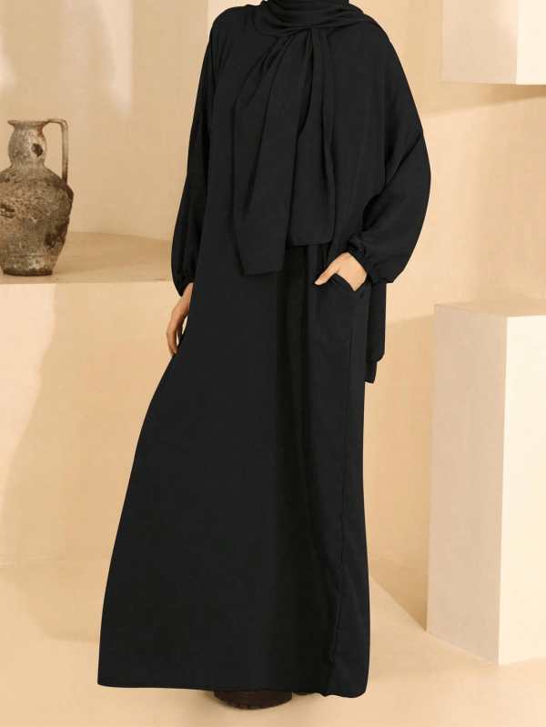 Ilga Dubai stila abaja ar kabatām, 95% poliesters, garas piedurknes, pavasaris 2024