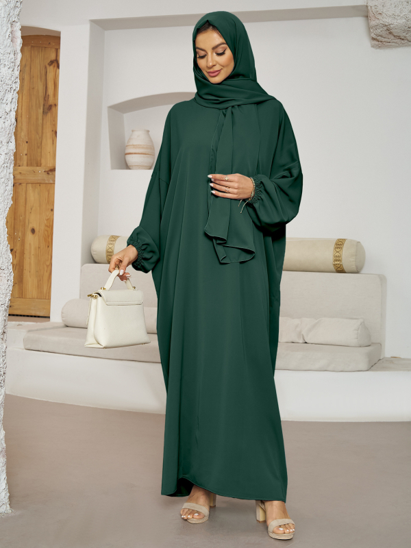 Ilga Dubai stila abaja ar kabatām, 95% poliesters, garas piedurknes, pavasaris 2024