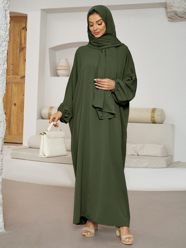 Ilga Dubai stila abaja ar kabatām, 95% poliesters, garas piedurknes, pavasaris 2024