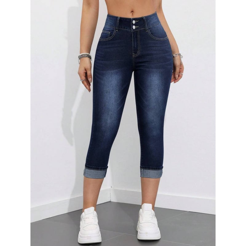 Τζιν Slim-Fit από ντένιμ με φινίρισμα πλύσης, επένδυση φλίς, πολυεστερική μίξη