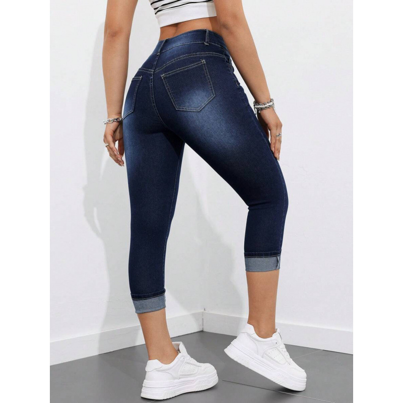 Τζιν Slim-Fit από ντένιμ με φινίρισμα πλύσης, επένδυση φλίς, πολυεστερική μίξη