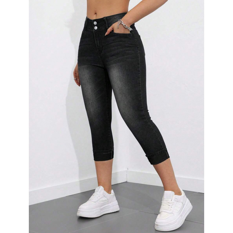 Τζιν Slim-Fit από ντένιμ με φινίρισμα πλύσης, επένδυση φλίς, πολυεστερική μίξη