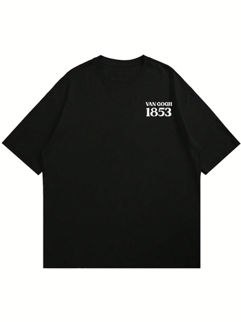 Ανδρική κοντομάνικη T-shirt με εκτύπωση Starry Night – 95% βαμβάκι, χαλαρή εφαρμογή, στρογγυλή λαιμόκοψη, κοντά μανίκια