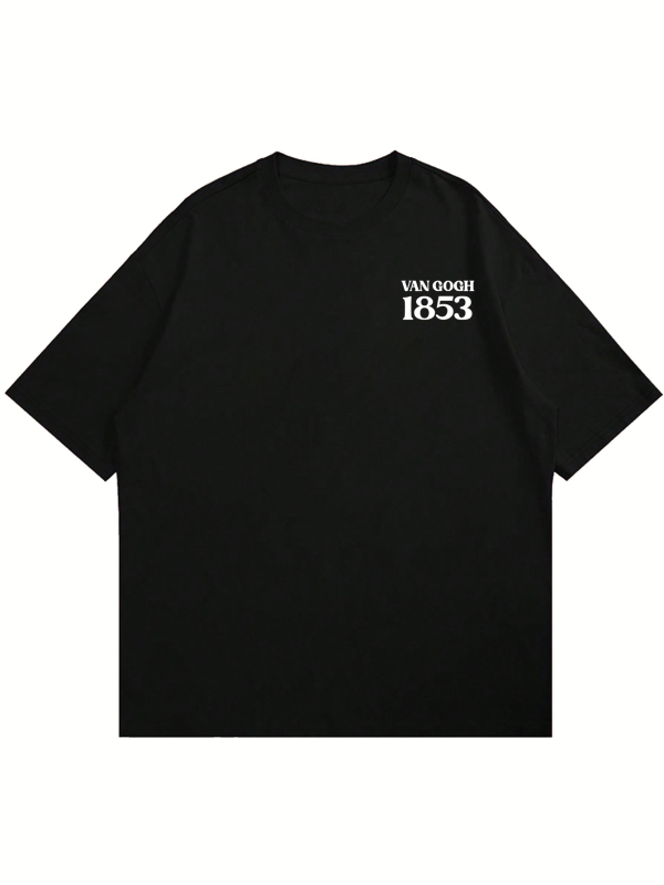 Férfi pamut póló Starry Night mintával – 95% feletti pamut, lazán szabott, kerek nyakú, rövid ujjú