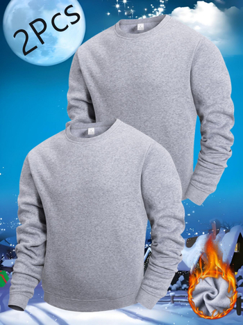 Πουλόβερ φλίς από πολυεστέρα με φλις επένδυση, στρογγυλός λαιμός, μακριά μανίκια, ριμπ τελείωμα