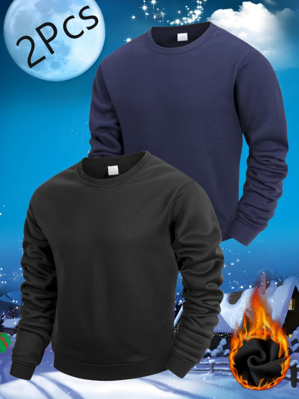 Πουλόβερ φλίς από πολυεστέρα με φλις επένδυση, στρογγυλός λαιμός, μακριά μανίκια, ριμπ τελείωμα