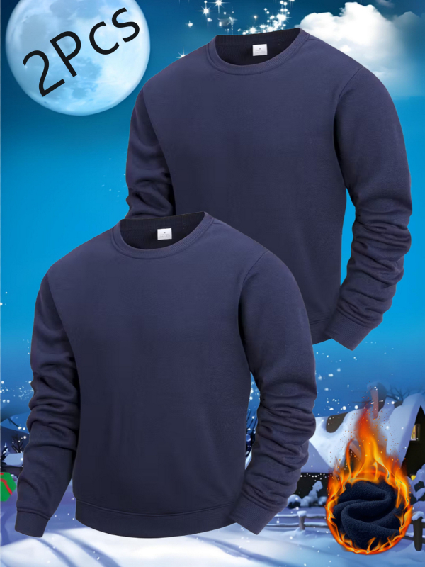 Πουλόβερ φλίς από πολυεστέρα με φλις επένδυση, στρογγυλός λαιμός, μακριά μανίκια, ριμπ τελείωμα