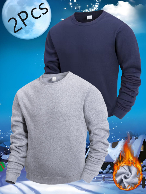 Πουλόβερ φλίς από πολυεστέρα με φλις επένδυση, στρογγυλός λαιμός, μακριά μανίκια, ριμπ τελείωμα