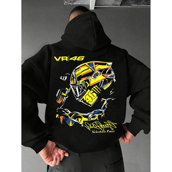 Φούτερ με κουκούλα, χαλαρή γραμμή, μακριά μανίκια, πουλόβερ, πολυεστέρας 96%+