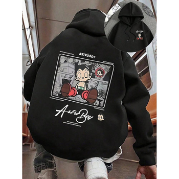 Φούτερ με κουκούλα, χαλαρή γραμμή, μακριά μανίκια, πουλόβερ, πολυεστέρας 96%+