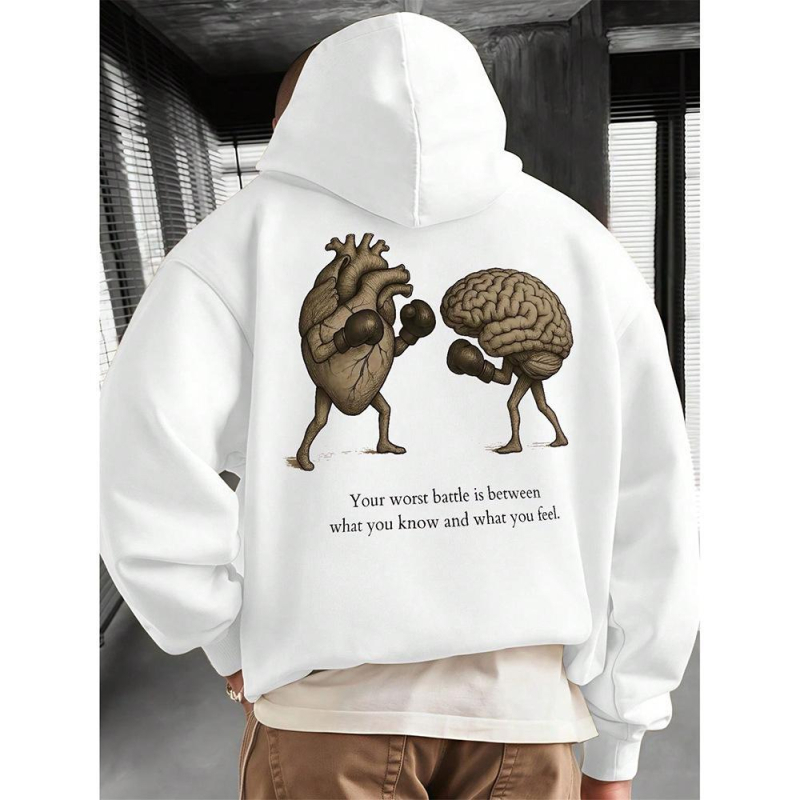 Kapucnis pulóver, laza szabás, hosszú ujjú, poliészter 96%+