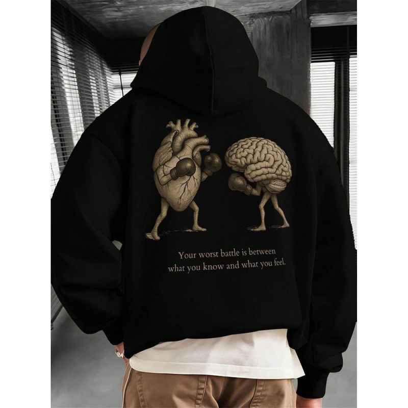 Kapucnis pulóver, laza szabás, hosszú ujjú, poliészter 96%+