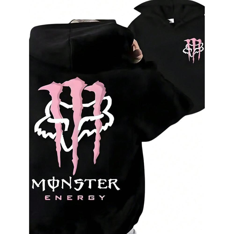 Φούτερ με κουκούλα, χαλαρή γραμμή, μακριά μανίκια, πουλόβερ, πολυεστέρας 96%+