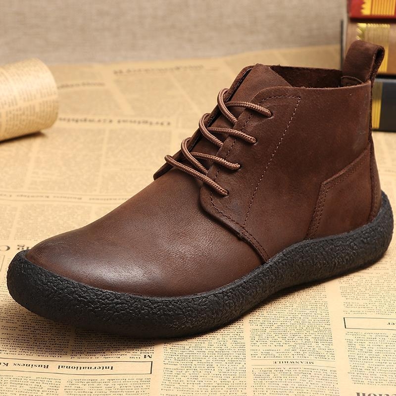 Ανδρικά δερμάτινα παπούτσια με υψηλό επάνω μέρος, αναπνοόμενα, για χειμώνα, καθημερινό στυλ, πάνω μέρος: δέρμα αγελάδας κορυφαίας ποιότητας