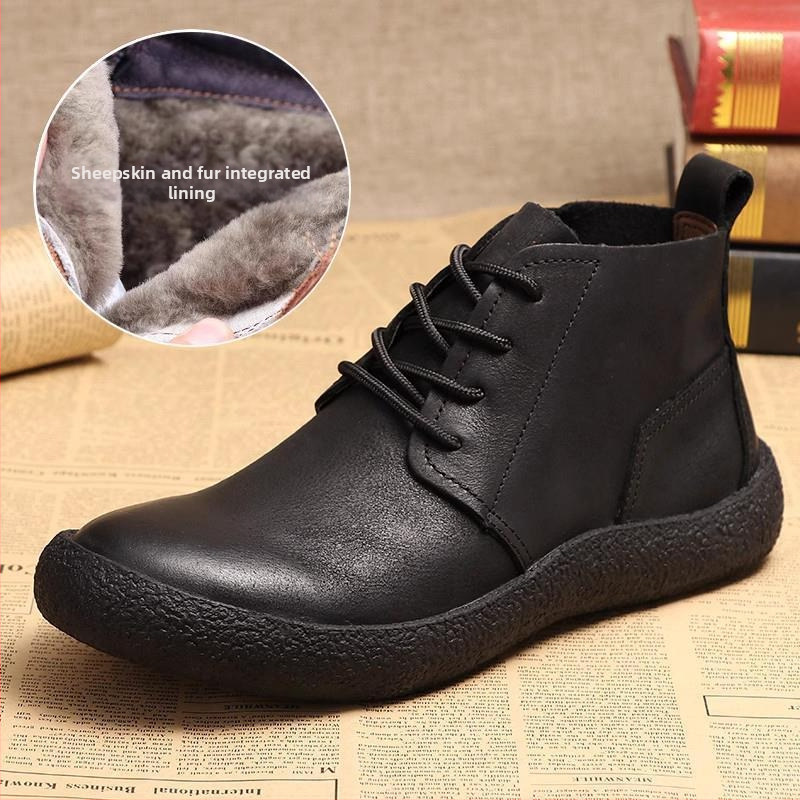 Ανδρικά δερμάτινα παπούτσια με υψηλό επάνω μέρος, αναπνοόμενα, για χειμώνα, καθημερινό στυλ, πάνω μέρος: δέρμα αγελάδας κορυφαίας ποιότητας