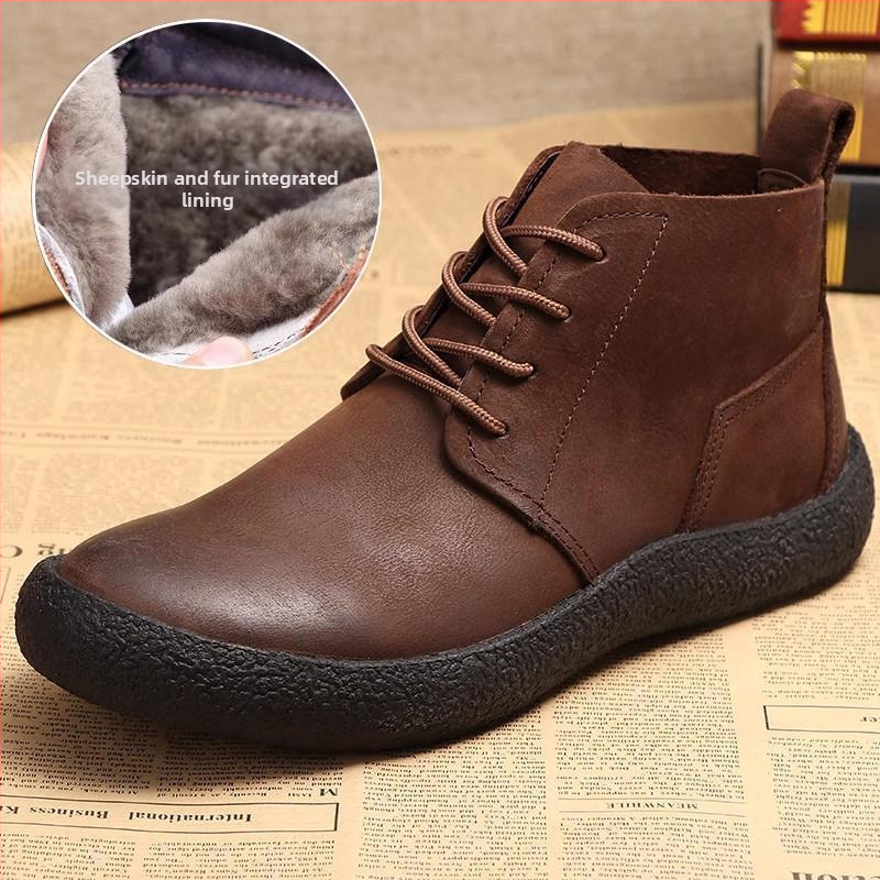Ανδρικά δερμάτινα παπούτσια με υψηλό επάνω μέρος, αναπνοόμενα, για χειμώνα, καθημερινό στυλ, πάνω μέρος: δέρμα αγελάδας κορυφαίας ποιότητας
