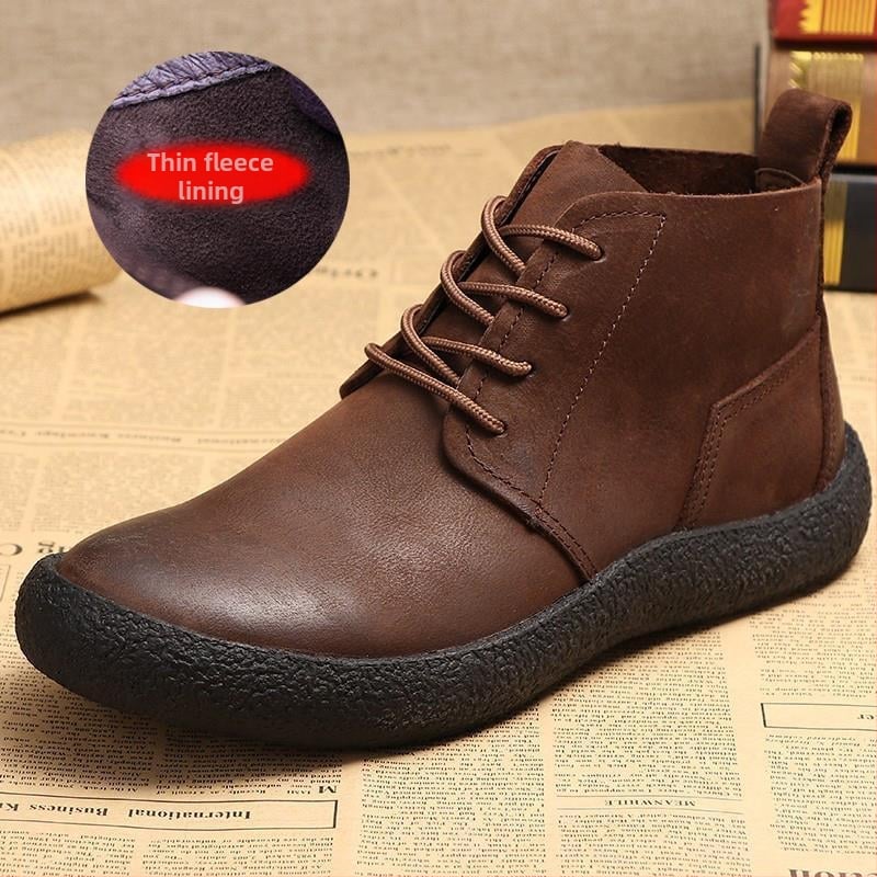 Ανδρικά δερμάτινα παπούτσια με υψηλό επάνω μέρος, αναπνοόμενα, για χειμώνα, καθημερινό στυλ, πάνω μέρος: δέρμα αγελάδας κορυφαίας ποιότητας