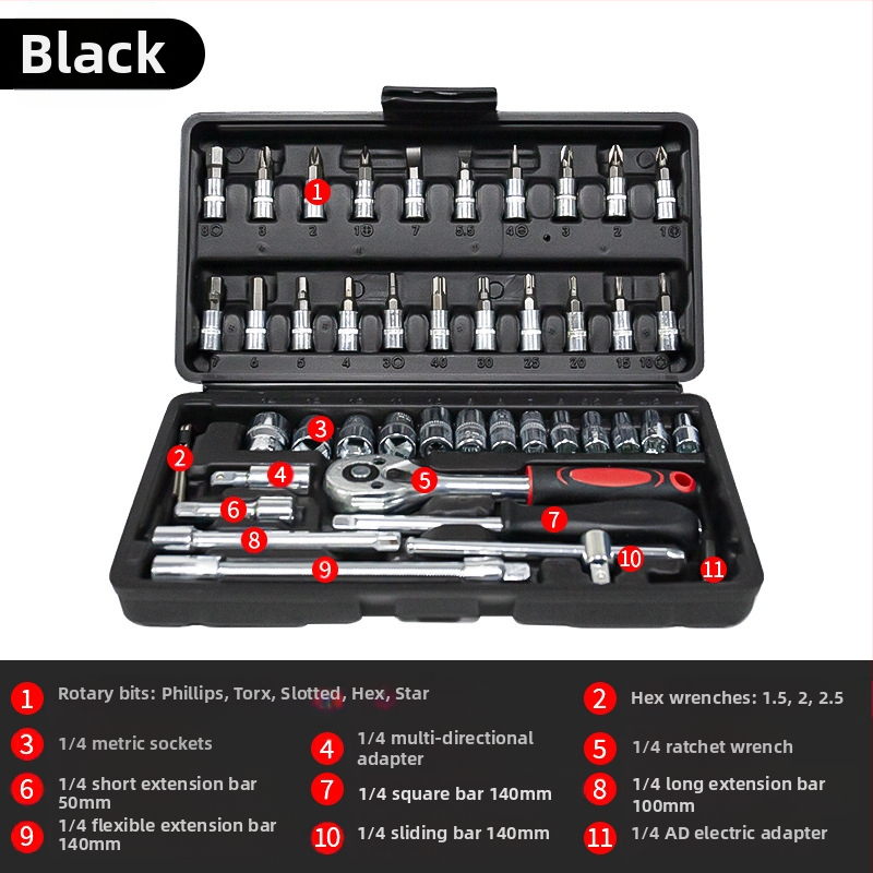 Σετ εργαλείων επισκευής αυτοκινήτου L1639 – Ατσάλι άνθρακα, 108 τεμάχια σε θήκη εργαλείων