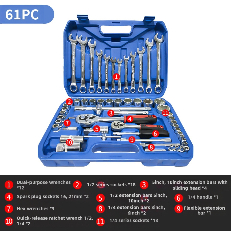Σετ εργαλείων επισκευής αυτοκινήτου L1639 – Ατσάλι άνθρακα, 108 τεμάχια σε θήκη εργαλείων
