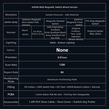 AK980MAX πληκτρολόγιο παιχνιδιών με RGB φωτισμό, ενσύρματο, μάρκα Ajazz/Heijue, κυκλοφόρησε το 2025