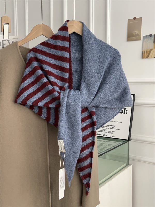 Warp-kötésű gyapjú háromszög sál – melegség és porvédő, téli szezon, kód WJ-2752