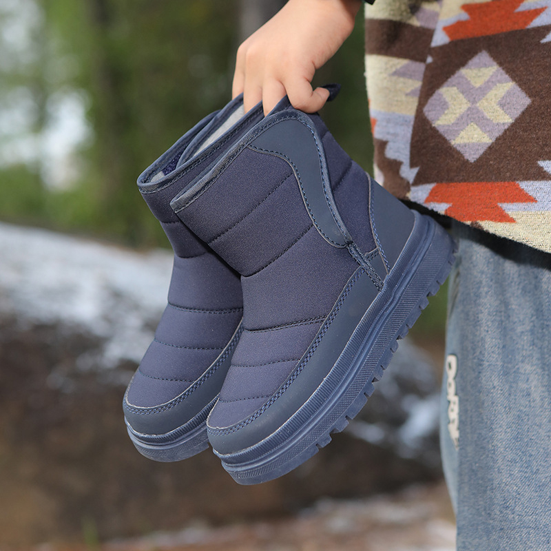 Унисекс детски снежни ботуши за малки деца, горнище естествена кожа, подплата овча кожа, EVA средна подметка, Vibram гумена подметка, високи зимни ботуши