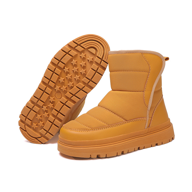 Унисекс детски снежни ботуши за малки деца, горнище естествена кожа, подплата овча кожа, EVA средна подметка, Vibram гумена подметка, високи зимни ботуши